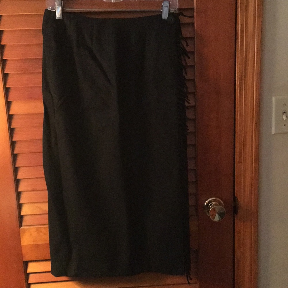 Lord and Taylor Black wool blanket skirt Petite 8